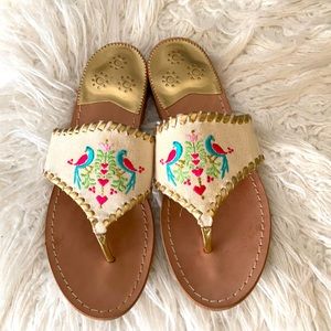 Jack Rogers Peacock Embroidered Design sandals